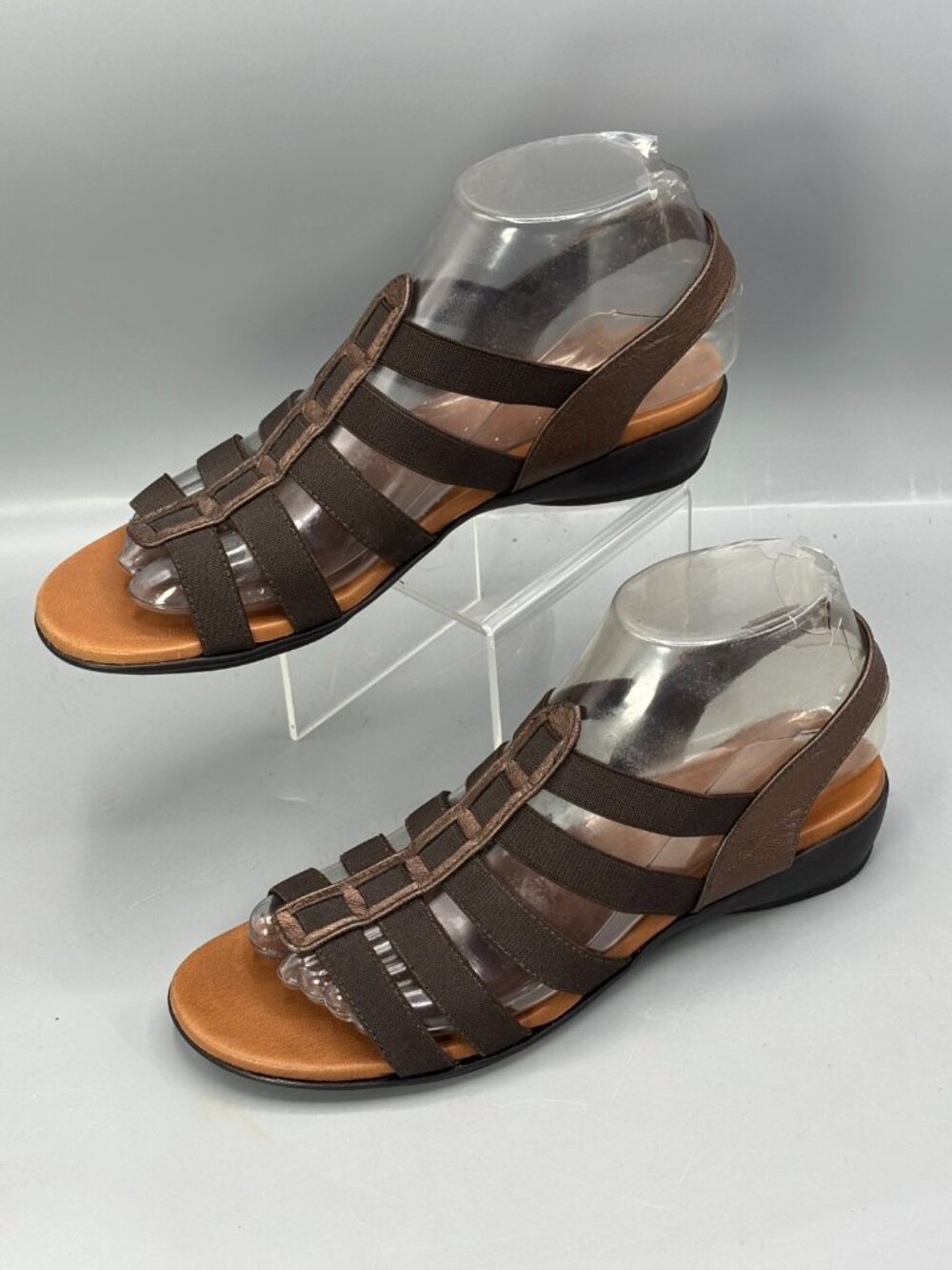 Munro Darian Gladiator Sandal Womens US 7 Brown Elastic Strappy Casual Party